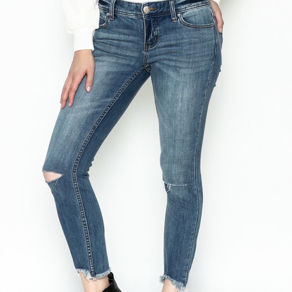 Free People Ripped Knee Skinny Jeans
